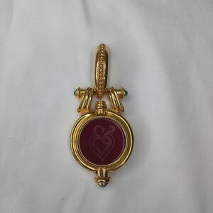 TOVA Beverly Hills Fragrance Powder Reversible Gold Tone Pendant Locket 3" 80's